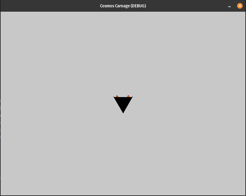 Window titled "Cosmos Carnage" with a simple triangle ship sprite